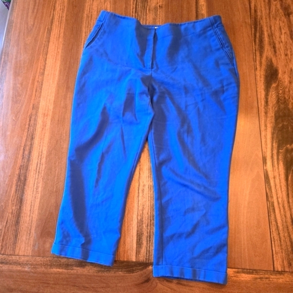 Chicos So Slimming 2.5 Women's (M/14) Royal Blue Cuffed Crop Pants Straight Leg - Picture 1 of 16
